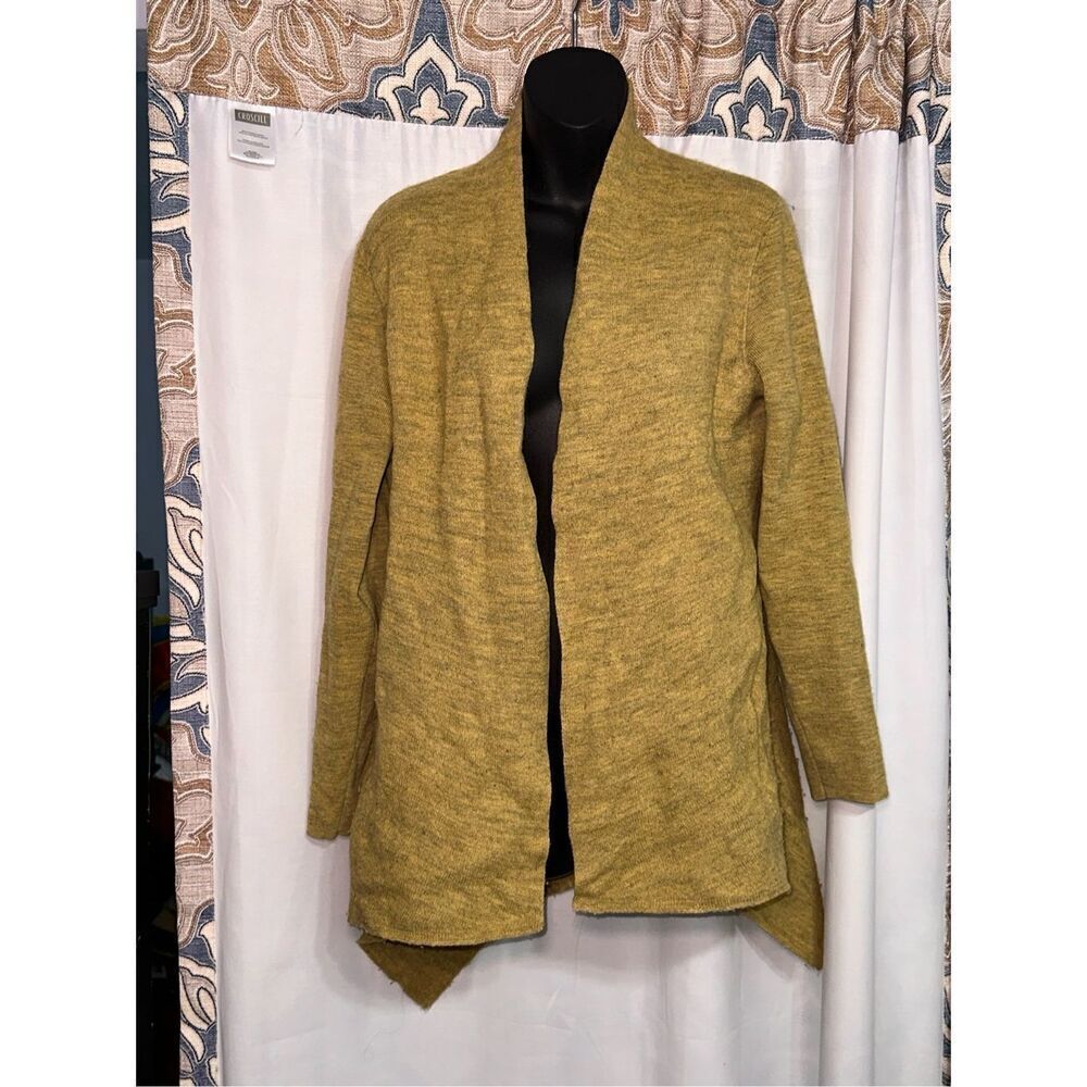 Beautiful Eileen Fisher Open Sweater Cardigan Gold-Mustard Color Merino Wool siz